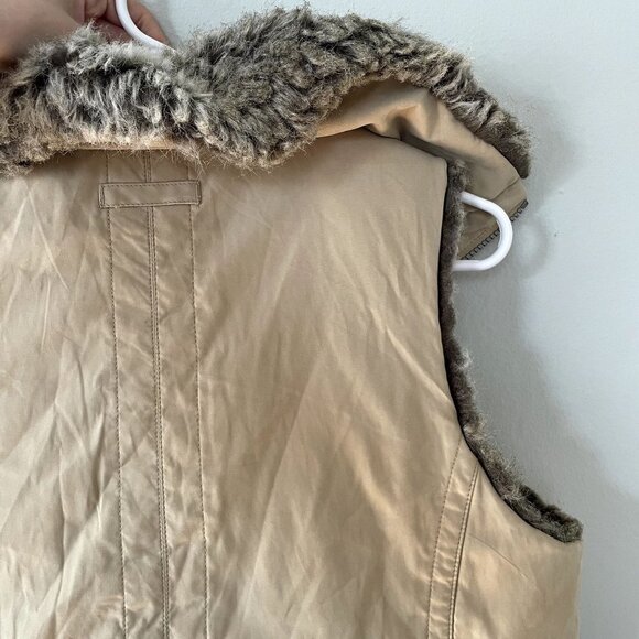 romantic vintage faux fur vest w/ pockets casual warm winter glam women size M - Picture 5 of 5